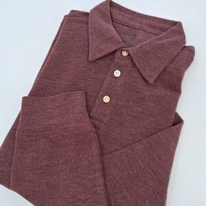 UNTUCKit Dao Polo Shirt Mens M, Maroon Red Long Sleeve Cotton Blend New